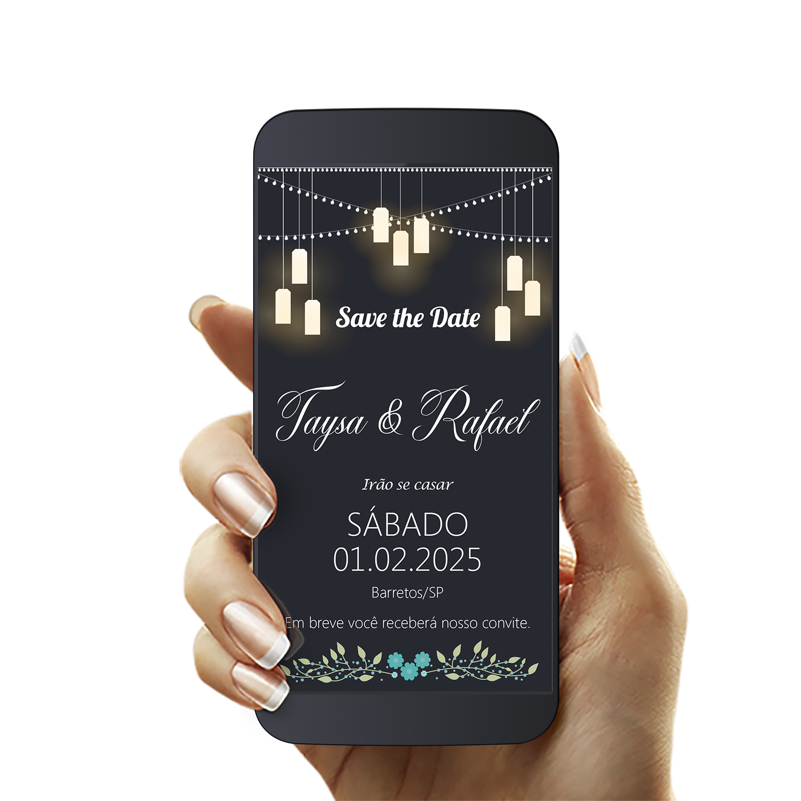 save the date de luzinhas-preto-digital